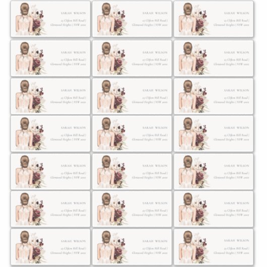 Boho White Wedding Gown Bride Guest Adres Sticker (Voorkant)