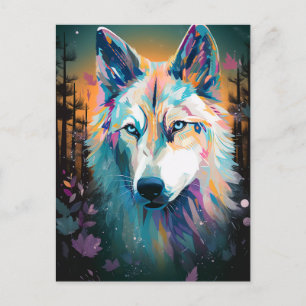 Boho White Wolf Surreal Wildlife Art Briefkaart