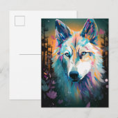 Boho White Wolf Surreal Wildlife Art Briefkaart (Voorkant / Achterkant)