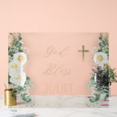 Boho WhiteRose Floral Eucalyptus Baptism God zegen Acryl Bord (Huwelijk)