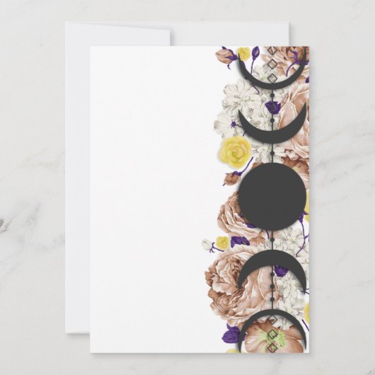 Boho Wiccan Floral Moon Phase Handfasting Kaart (Achterkant)