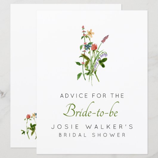 Boho Widflower Advice voor het teken van de bruid (Voorkant / Achterkant)