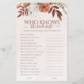 Boho Wie kent de bruid beste Vrijgezellenfeest spe (Voorkant)