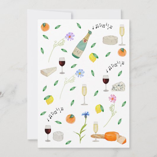 Boho wijn en kaas verlovingsfeest kaart (Achterkant)