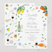 Boho Wijn & Kaas Verloving Feestje Kaart (Voorkant / Achterkant)