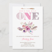 Boho Wild 1 Eerste verjaardag nodigt meisjes uit Kaart (Voorkant)