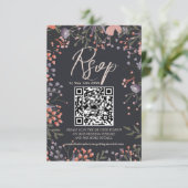 Boho wild bloemen trouwfoto QR RSVP (Staand voorkant)