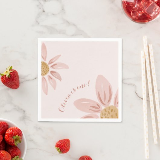 Boho Wild Daisy, aangepaste 1e verjaardag partij s Servet (Insitu)