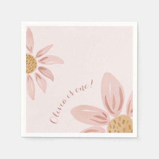 Boho Wild Daisy, aangepaste 1e verjaardag partij s Servet (Voorkant)