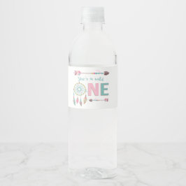 Boho Wild Een Eerste Verjaardag Waterfles Label Etiket