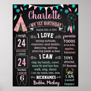 Boho Wild een Indiaanse geboortedag Poster