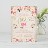 Boho Wild Eén verjaardag Uitnodiging Waterverf Boh (Staand voorkant)