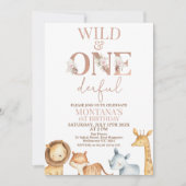 Boho Wild en Onederful Safari 1e verjaardag Kaart (Voorkant)