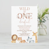 Boho Wild en Onederful Safari 1e verjaardag Kaart (Staand voorkant)