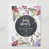 boho wild flower floral baby shower uitnodiging (Voorkant)