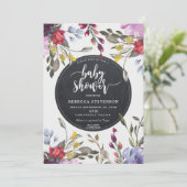 boho wild flower floral baby shower uitnodiging (Staand voorkant)