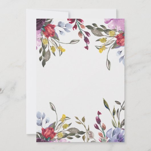 boho wild flower floral baby shower uitnodiging (Achterkant)