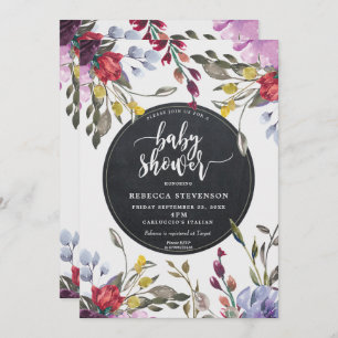 boho wild flower floral baby shower uitnodiging