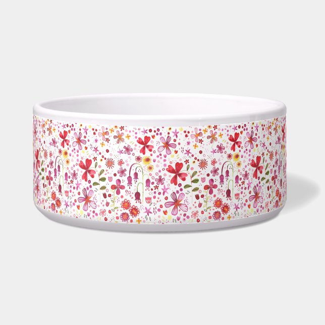 Boho Wild Flower Waterverf Voerbakje (Voorkant)