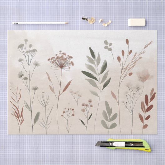 Boho Wild Flower | Woestijntuin Bloemenpatroon Tissuepapier (Craft)