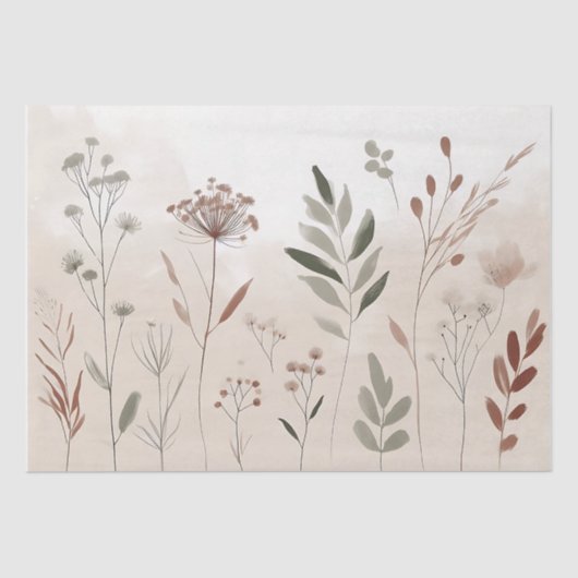 Boho Wild Flower | Woestijntuin Bloemenpatroon Tissuepapier (Voorkant)
