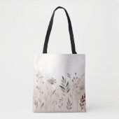 Boho Wild Flower | Woestijntuin Bloemenpatroon Tote Bag (Voorkant)