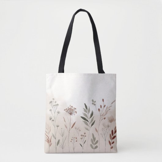 Boho Wild Flower | Woestijntuin Bloemenpatroon Tote Bag (Voorkant)