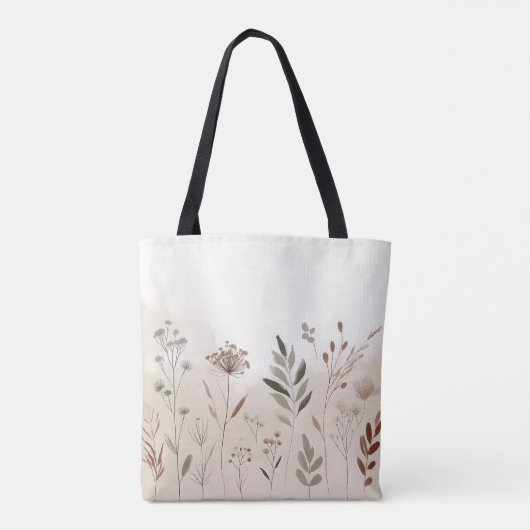 Boho Wild Flower | Woestijntuin Bloemenpatroon Tote Bag (Achterkant)