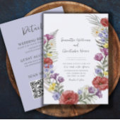 Boho Wild Flower Wreath All-in-One Wedding Kaart