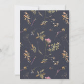 Boho Wild Flowers Mauve & Navy Gold Lijst Wedding Kaart (Achterkant)