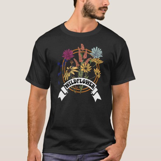 Boho Wild Flowers Retro kleuren en design T-shirt (Voorkant)