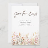 Boho Wild Flowers Save the Date Card | Minimalist (Voorkant)