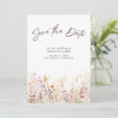 Boho Wild Flowers Save the Date Card | Minimalist (Staand voorkant)