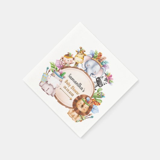 Boho Wild Giraffe Zebra Elephant Baby shower Servet (Hoek)