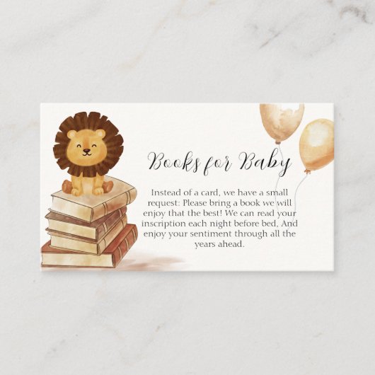 Boho Wild Lion Balloon Boeken voor Baby shower Informatiekaartje (Voorkant)