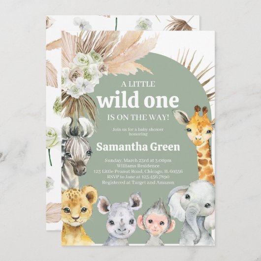 Boho Wild One Baby shower Kaart (Voorkant / Achterkant)