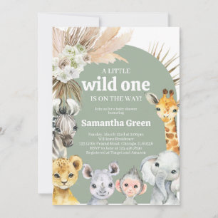 Boho Wild One Baby shower Kaart