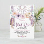 Boho Wild One Dreamcatcher Verjaardagsuitnodiging Kaart (Staand voorkant)