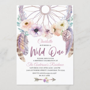 Boho Wild One Dreamcatcher Verjaardagsuitnodiging Kaart
