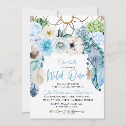 Boho Wild One Drocatcher Birthday Uitnodiging (Voorkant)