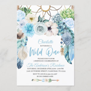 Boho Wild One Drocatcher Birthday Uitnodiging