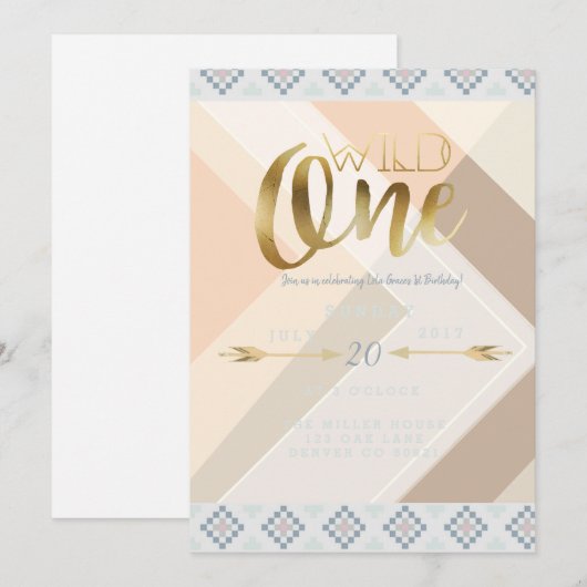 Boho Wild One | Eerste verjaardag Kaart (Voorkant / Achterkant)