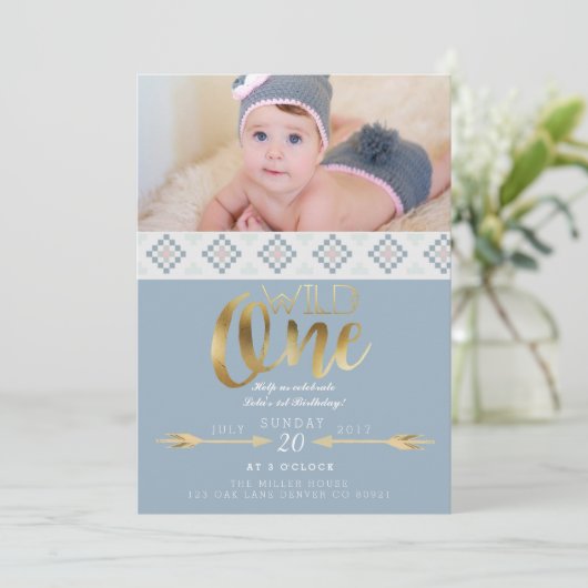 Boho Wild One | Eerste verjaardag Kaart (Staand voorkant)