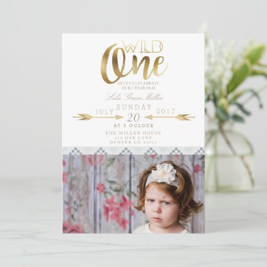 Boho Wild One | Eerste verjaardag Kaart (Staand voorkant)