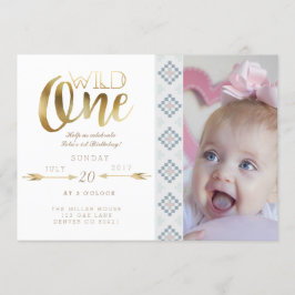 Boho Wild One | Eerste verjaardagsfeestje uitnodig Kaart