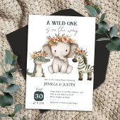 Boho Wild One Floral Baby shower Kaart