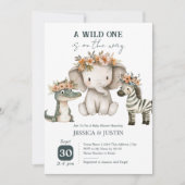 Boho Wild One Floral Baby shower Kaart (Voorkant)
