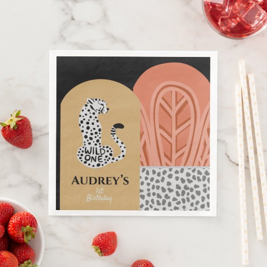 Boho Wild One Girls First Birthday Leopard Servet (Insitu)