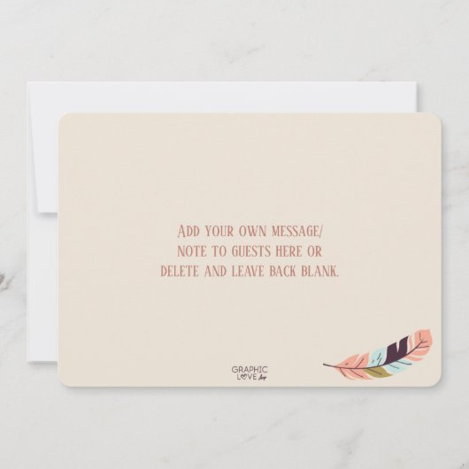 Boho Wild ONE Girly First Birthday Kaart (Achterkant)