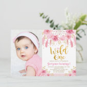 Boho Wild One Pink Rose Floral Dreamcatcher Kaart (Staand voorkant)